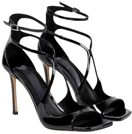 YLCYDLYU Sandali da Donna Tacchi Sottili da Donna A Croce Cravatta Sandali per La Bocca di Pesce, Scarpe per Banchetti di Grandi Dimensioni-Nero-37