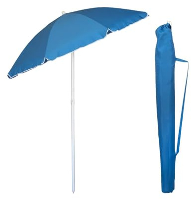 VIRSUS Ombrellone da Spiaggia 950, Diametro 180 cm, Tessuto Poliestere 440 gr, Asta in metallo da 32 mm, 8 Stecche, Snodo Regolabile, Ombrello da Mare con Sacca Tracolla (Azzurro)