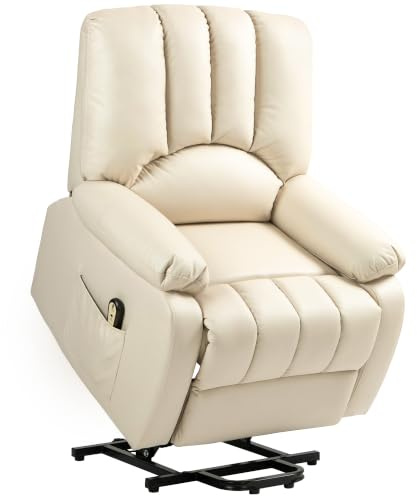 HOMCOM Elektrischer Sessel mit Aufstehhilfe Relax-Sessel mit verstellbarer Rückenlehne aus Mikrofaser mit Fußstütze und Fernbedienung - 86 x 92 x 102 cm - Beige