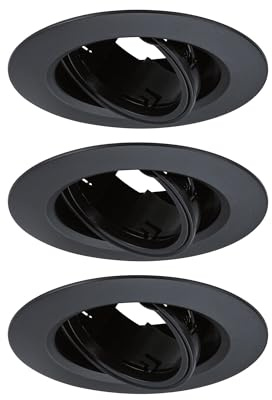 Paulmann 92111 Spots encastrés kit de 3 orientable rond 90 mm 30° GU10 max. 3x10W 230 V Noir Luminaire encastré - luminaire sans ampoule