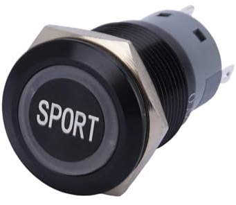 19MM Oxidized Black Metal Push Button Switch 1NO1NC Self-Latching/Momentary with LED Ring Illuminate and Symbol IDGTTLDF(MOMENTARY_12V-24V)