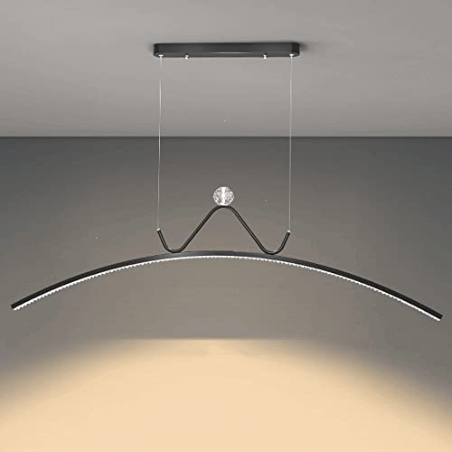 Lámpara colgante de estilo escandinavo para comedor, moderna, sencilla, LED, regulable, de metal, con tira larga, para decoración, luminaria suspendida, iluminación interior para el hogar, c