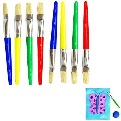 8 Pinsel für Kinder, Malpinsel für Kleinkinder, große, dicke Lack Pinsel, flache, runde Vorschul-Pinsel für abwaschbare Farbe, Acrylfarbe