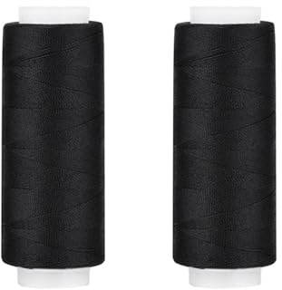 Fogcosy 2 Pcs Black Polyester Sewing Thread - 110 Yards Each, Universal for Machine and Hand Sewing, Ideal for All Materials and Fabrics