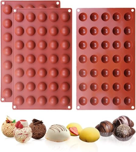 JAONLD Semi Sphere Silicone Mold, 3 Pcs Silicone Chocolate Molds Non Stick Half Sphere Silicone Moulds Baking Molds for Making Chocolate, Cake, Jelly, Dome Mousse(35-Cavity)