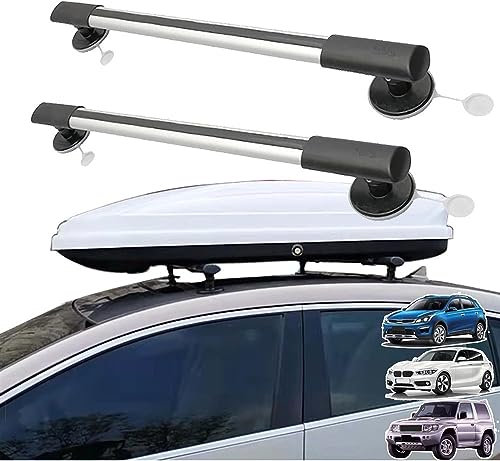 Universal Roof Rack Cross Bars Suction Cup Diameter(10cm) Adjustable Aluminum Luggage Crossbar Non-Destructive Installation For Car SUV Without Roof Side Rail