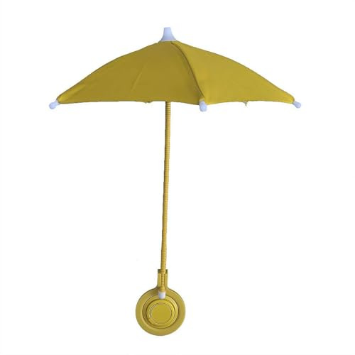 Magnetic Mobile Phone Umbrella Shade for Sun, Adjustable Magnetic Phone Stand with Plastic Shade Umbrella, Avoiding Overheat, Easy Carry and Storage, Fit for All Phones (Yellow)