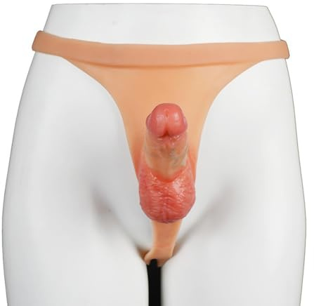 Kuaecr Silikon Realistischer Panties Dildos Strap On Dildo Umschnalldildo mit Echten Venen＆Prallen Hoden Tragbarer HöSchen Sexy Hohler Strap-On Penis Umschnallpenis Sex Spielzeug für Cosplay Männer