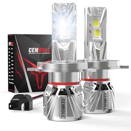 Cenmoll Lampadine H4 Led Auto, 140W 36000LM luminosità 700% angolo del fascio regolabile a 360 gradi, 6000K bianco freddo Lampadine Led H4 9003 HB2 12V 24 V driver Canbus integrato Plug & Play, 2 Pz
