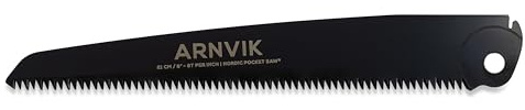 Nordic Astsäge für Gartenarbeit & Klappsäge Outdoor Bushcraft – Arnvik – 8 Zähne pro 2,5 cm – 21 cm Gehärtetes SK5-Stahlblatt – Handsäge Holz für Bäume in Ihrem Garten oder Brennholz beim Camping