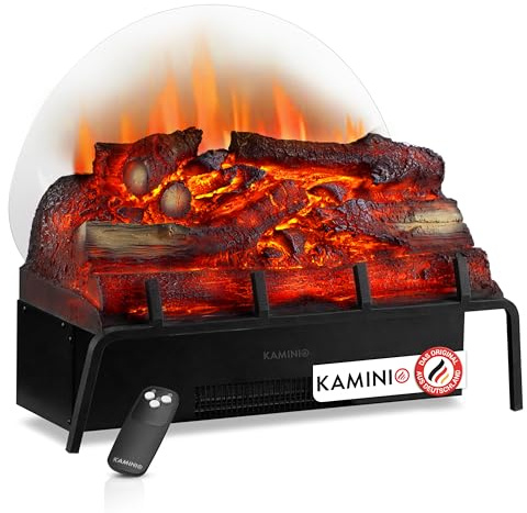 KAMINIO Chimenea eléctrica Noah - Inserto de Chimenea con calefacción, Efecto Llama 3D, Control Remoto