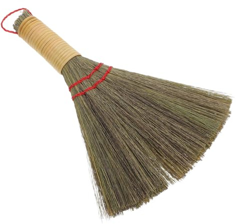 Hemobllo Balai de Paille Petit et Compact, Brosse de Nettoyage à Poussière Tressée la Main, pour Bureau et Canapé, Facile à Ranger