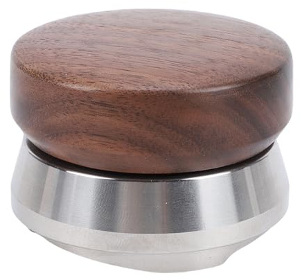 BAOFUYA Distributore di caffè da 53 Mm, Strumento Livellatore per Distributore di profondità Regolabile con Manico in Legno di Noce per Macchina da caffè a Testa Singola