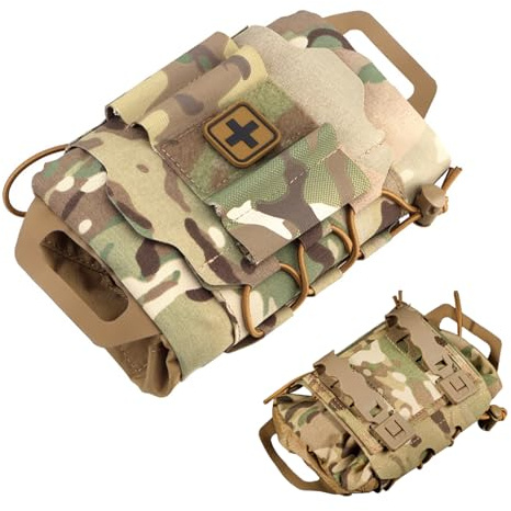 Bolsa de Primeros Auxilios, Sistema de Dos Piezas, Bolsa para botiquín de Primeros Auxilios vacía, para cinturón con múltiples Bolsillos, médica pequeña de Tela Oxford Impermeable para AC