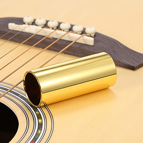 Dioche 1PC 60MM High Guitar Slide Bar Stainless Steel Metal Glass Finger Slides for Guitar Bass Banjo Ukulele String Instrument Accessories Premium Quality Smooth Sound Enhancer (Gold)