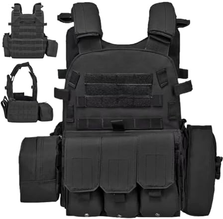 Airsoft väst barn, med långvarig utomhusutrustning, 45 x 35 cm, barn taktisk väst, justerbar airsoft paintballväst, mångsidig med flera scener, för paintball, enforcement träning, utomhus, cosplay