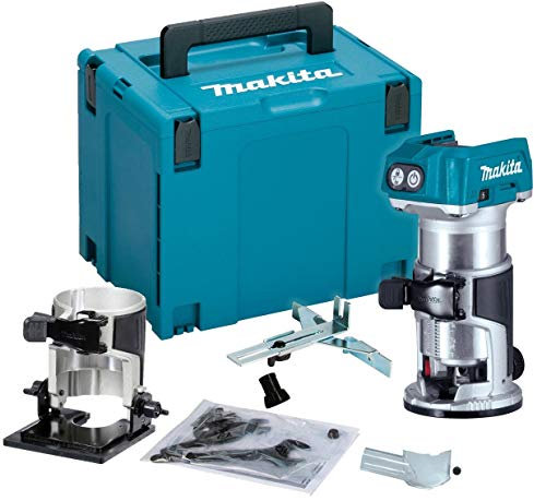 Makita DRT50Z 18V Cordless Brushless Laminate Router Trimmer + Bevel Base + Case