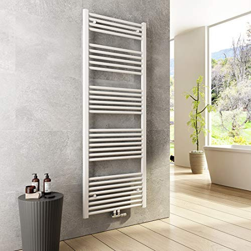 Heilmetz Bad Heizkörper 600 x 1600 mm Handtuchtrockner Weiß Bad-Heizkörper Handtuchheizkörper Mittelanschluss Heizung 761 Watt Leistung Handtuchwärmer