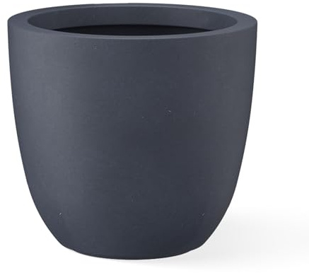 Kante 45,7 cm Durchmesser, runder Beton-Übertopf, für drinnen und draußen, großer Pflanztopf mit Ablaufloch und Gummistopfen für Zuhause, Terrasse, Garten, Anthrazit