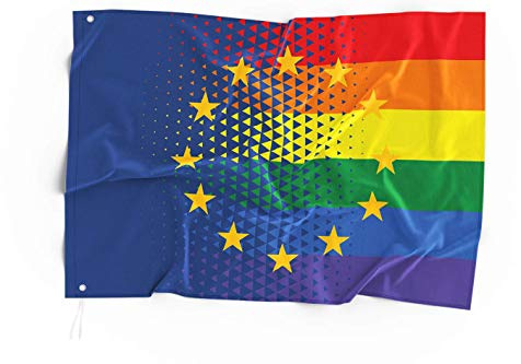 Europa Regenbogen CSD und Pride Flagge / 150x90cm LGBT Fahne