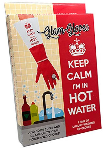 Diabolical Gifts Keep Calm Washing up Gloves, Latex, Red, 2 Count (Pack of 1)