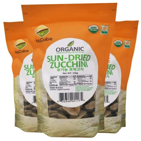 McCabe Organic Sun-Dried Zucchini - Organic Dehydrated Zucchini | Rich with Fiber & Minerals | USDA and CCOF Certified | Product of USA | 100g Pack of 3