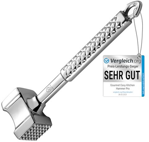Stainless Steel Meat Tenderizer Tool, Premium Meat Mallet with Non-Slip Grip, Dual-sided Kitchen Mallet Ideal for Tenderizing Steak, Poultry & Chicken Cutlet, Dishwasher Safe with Lifetime Replacement