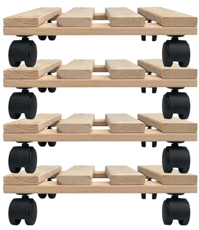 4 Pflanzenroller 30x30cm Buchenholz Rolluntersetzer Eckig 120kg | Hossi's Wholesale, Rollbrett, Pflanzenwagen, Möbelroller stabil und belastbar