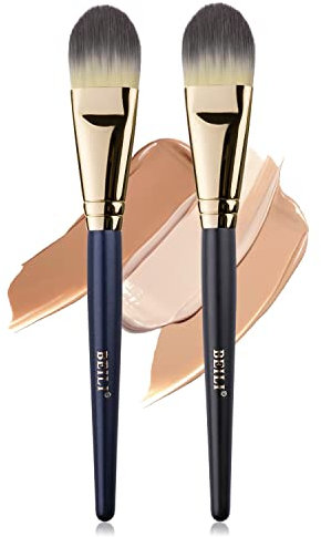 BEILI Foundation Makeup Brush,Application for Concealer, Powder, Cream and Liquid Make Up,Flat Concealer Brush, Contour & Blending, Synthetic Fiber & Wood-2PCS