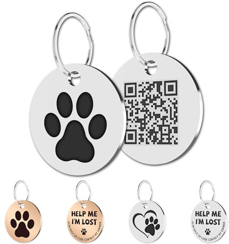 MYLUCKYTAG QR-Code-Katzenmarken aus Edelstahl – Online-Haustierprofil, Scannen Sie QR für sofortige Standortwarnungen