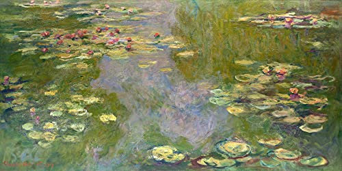 1art1 Claude Monet Poster Seerosen, 1919 Bilder Leinwand-Bild Auf Keilrahmen | XXL-Wandbild Poster Kunstdruck Als Leinwandbild 120x60 cm