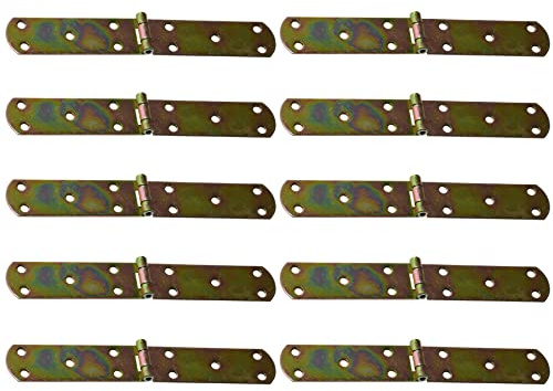 BRESKO Kistenband Scharniere Möbelband Möbelscharniere Tischband Truhenband Beschlag gelb galvanisiert verzinkt (10 Stück - 250x38 mm)
