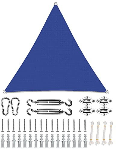 Amcerd Filet dombrage Triangle 4.5x4.5x4.5M, Toile Solaire Voile, perméable à l'air, Tissus Respirant, pour Voiture,Restaurant,Jardin - Bleu Bijou