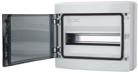 Cuadro de Distribucion Electrico 12 Modulos IP65 Puerta Abatible Lateral HA12 Caja de Distribucion Electrica Superficie Impermeable Exterior Interior Estanca Libre de Halogenos