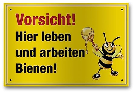Apoidea – Bienen Schild zur Warnung aus Aluminium - weiß | Imkereibedarf - Bienenzubehör und Imkerzubehör - Bienenzucht Zubehör - Imkerbedarf