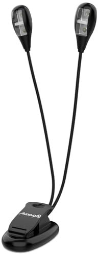 Audibax Niza 4 – Lampe Double Pupitre – Lampe pour Partitions Alimentée par Batterie – Réglage Individuel de l'Intensité – Connectivité Filaire AC/DC – Lampe de Piano pour le Soin des Yeux