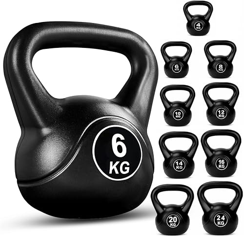 FK Sports Kettlebell | Heavy Weight Vinyl Kettlebells for Exercise Home Gym Workout | 4kg, 6kg, 8kg, 10kg, 12kg, 14kg, 16kg, 20kg, 24kg Kettlebell Weight Set for Women & Men