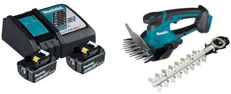 Makita Power Source Kit (2X Werkzeugakku mit Ladestation, Ersatzakkus für Elektrowerkzeuge von Makita) 197570-9 & DUM604ZX Akku-Grasschere 18V (ohne Akku, ohne Ladegerät)