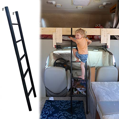 XFQZJG Escalera para litera Negra Escalera para litera para Autocaravana, Autocaravana, Escalera Lateral para Cama Doble de pie, 4 peldaños o 5 peldaños, Escalera de Seguridad Que Ahorra Espacio