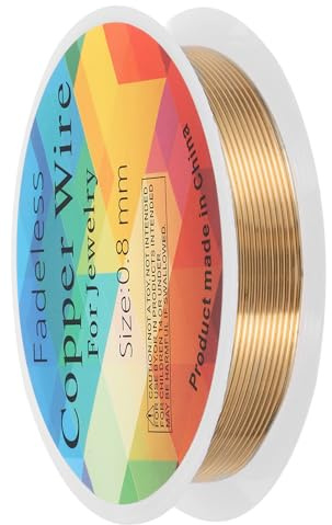 QUARKZMAN 0,8 mm / 20 Gauge Kupferdraht für die Schmuckherstellung Gold | 1 Rolle, handwerklicher anlaufgeschützter Perlen-Draht für Schmuckherstellung DIY