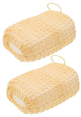 Healeved Esponjas Exfoliantes de Sisal para Cuerpo 2 Unidades Tamaño Cuadrado Exfoliantes Naturales para Niños y Adultos Cuidado Corporal Baño y Masaje Banda Elástica