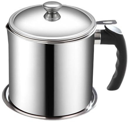 Recipiente para aceite de cocina con colador, de acero inoxidable, gran capacidad, para carne