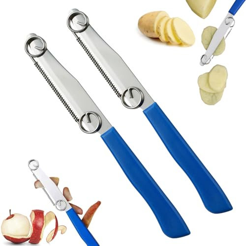 SSKHE 2 coltelli da frutta multifunzione 3 in 1 con molla rimovibile, coltelli magici per frutta, coltello da taglio rapido, coltello per sbucciare frutta, tagliaverdure facile da pulire per frutta