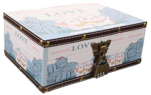MAGICLULU Holzkiste Mit Schloss Für Schmuck Und Andenken Vintage-design Holzbox Als Aufbewahrungsbox Für Sammlerstücke Und Accessoires