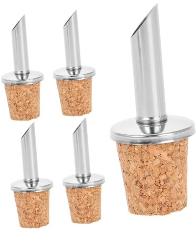 MOTHNUR 5piezas Tapones para Botellas De De Acero Inoxidable Diseño De Cork para Vertido De Vino y Vinagre Tapa y Sello Hermético para Uso Casa y Profesional