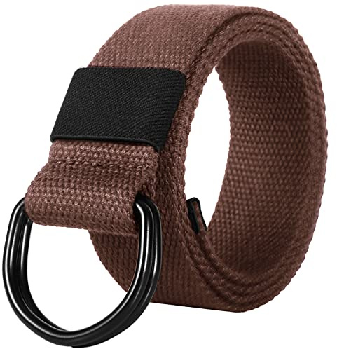 ITIEZY Cinturón de trabajo de lona, cinturón de hombre sin agujeros, ajustable sin niveles, cinturón de tela para exteriores para trabajo y viajes, 04 marrón., Größe: 90-100cm (Gesamtlänge 120cm)