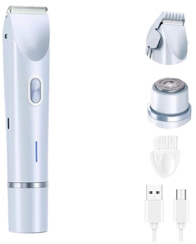 Intimrasierer für Frauen, 2026 Neu 2 in 1 Dual Head Shaver Rasierer, Damenrasierer Elektrisch mit USB Ladestati für Körper, Scham und Nase (Blau)