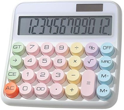 Yuemeuy Calculatrice Grand Écran - Machine à Calculer 12 Chiffres avec Grands Boutons,Écran Inclinable à 15 Degrés avec Affichage LCD de 13 cm Machine à Additionner Colorée pour Finance Comptabilité
