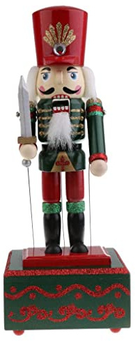 OUOULAJY Casse-noisette en bois 32 cm Boîte à musique à remonter Motif soldat