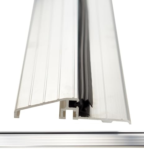FEINZ Türdichtung Aluminium 93 cm | Übergangsprofil, robuste Türleiste, schwarze Dichtung, zuschneidbar, einfach zu montieren, Innen- und Außentüren